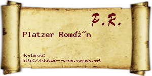 Platzer Román névjegykártya